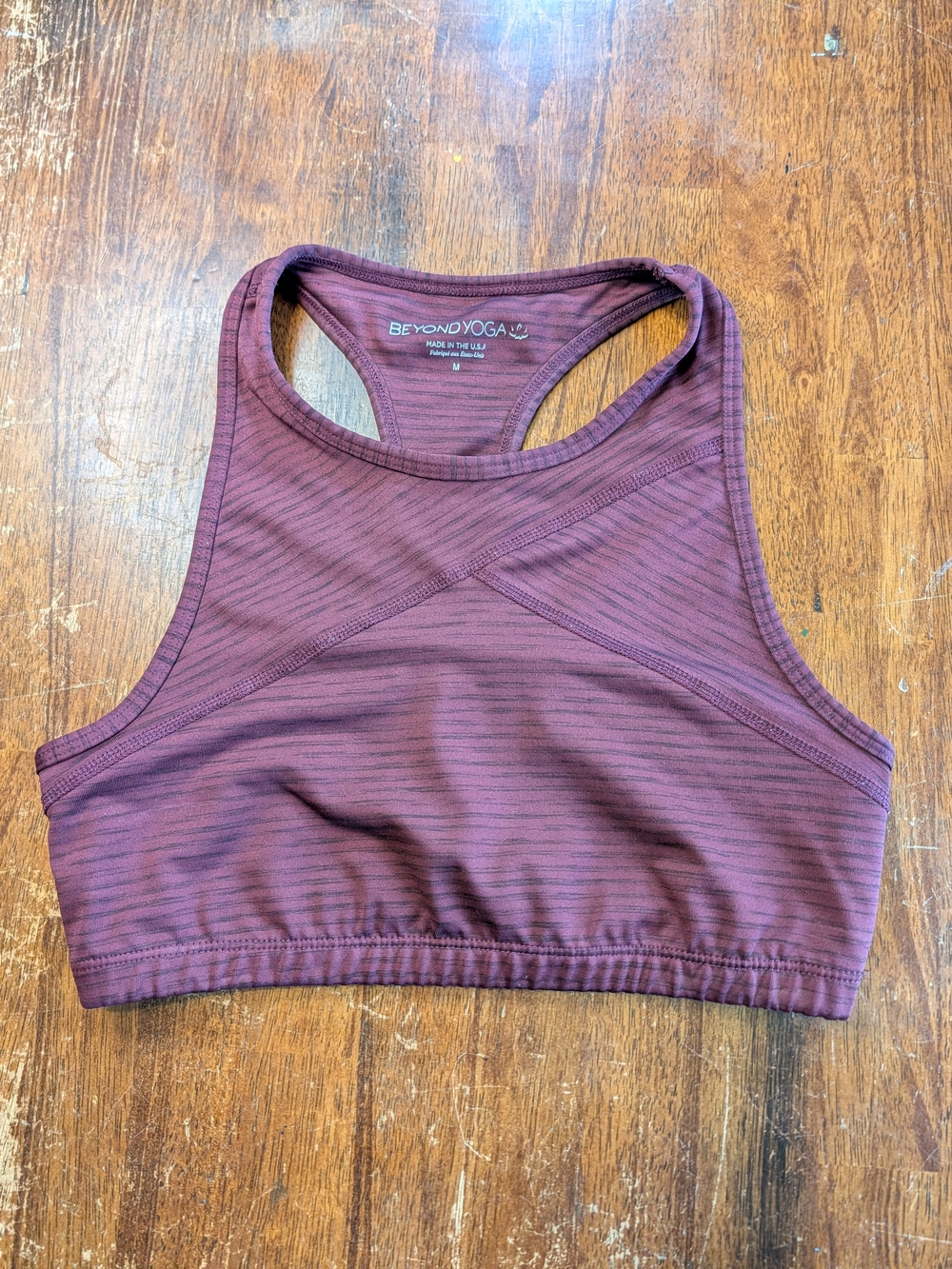 Beyond Yoga Sports Bra Womens Medium Maroon Activewear Gym Fitness Made In USA